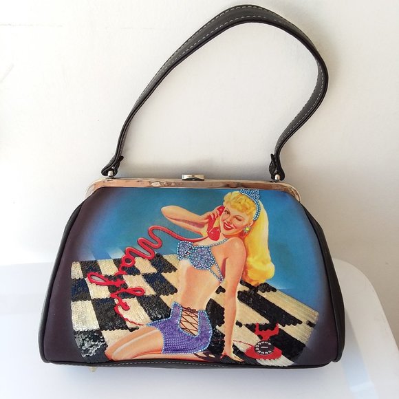 Isabella Fiore Handbags - ISABELLA FIORE beaded pinup retro handbag purse
